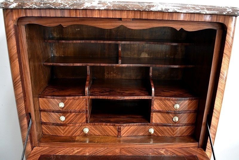 Secretary Louis XV Marquetry Rosewood 19th photo vinterior