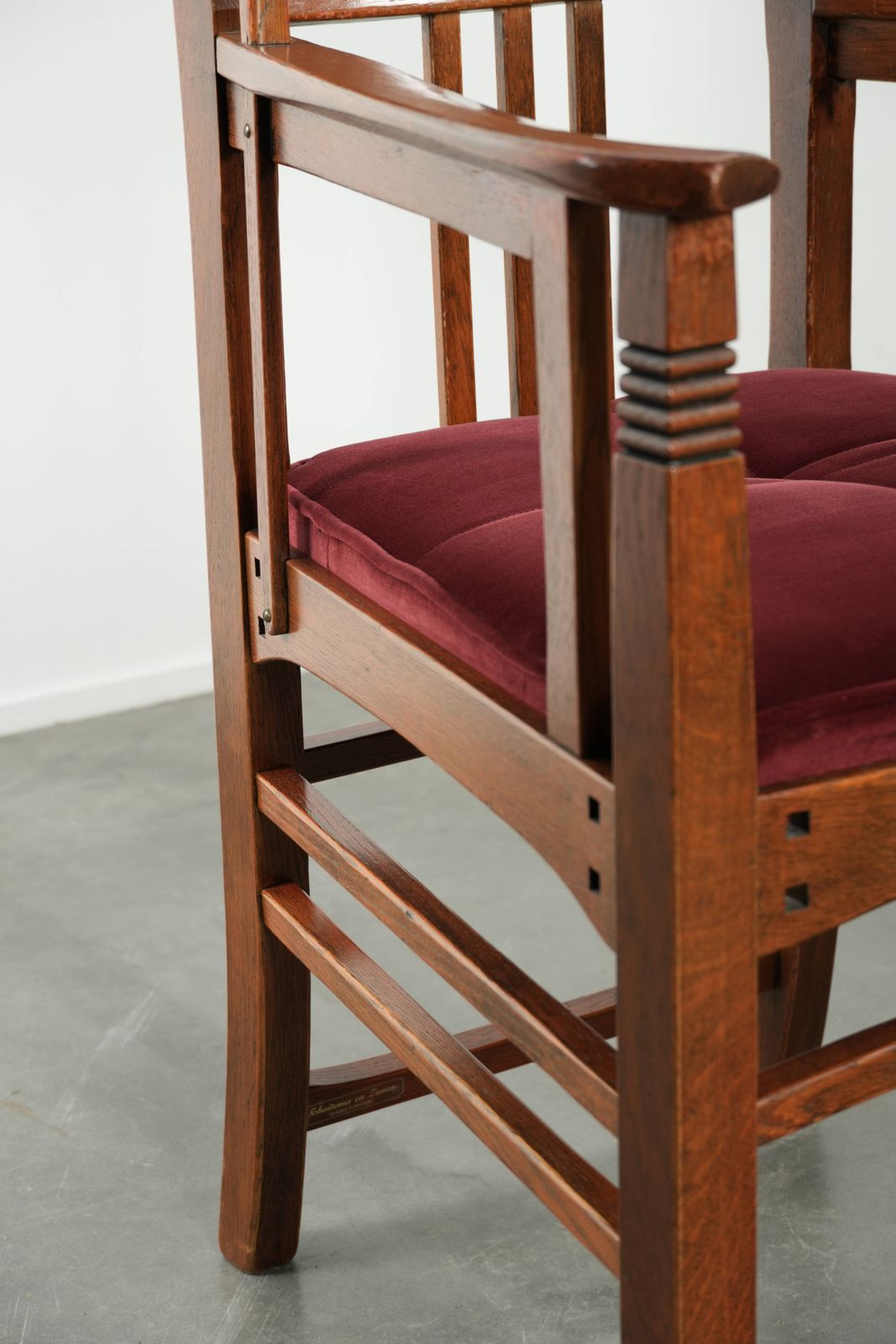 photo vinterior Set Of Two Art Nouveau/Jugendstil Design Schuitema Dining Chairs With A Luxurious Red Fabric Upholstery