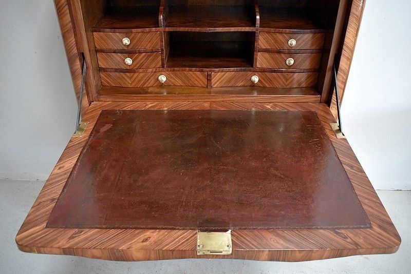 Secretary Louis XV Marquetry Rosewood 19th photo vintage