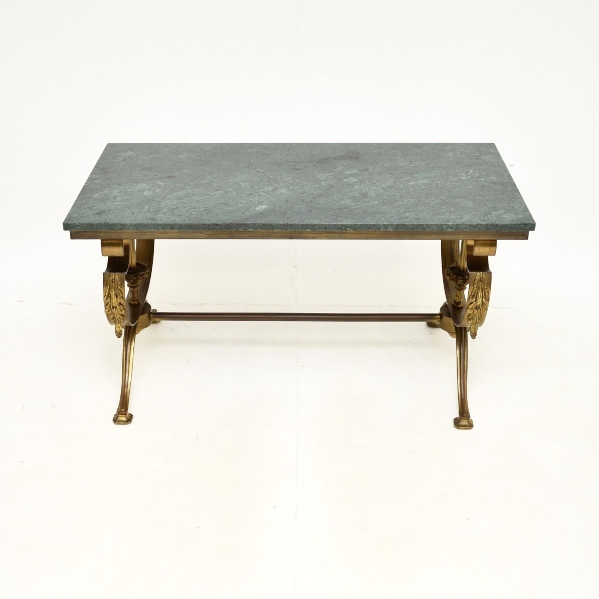 Antique French Brass Marble Top Coffee Table photo for sale