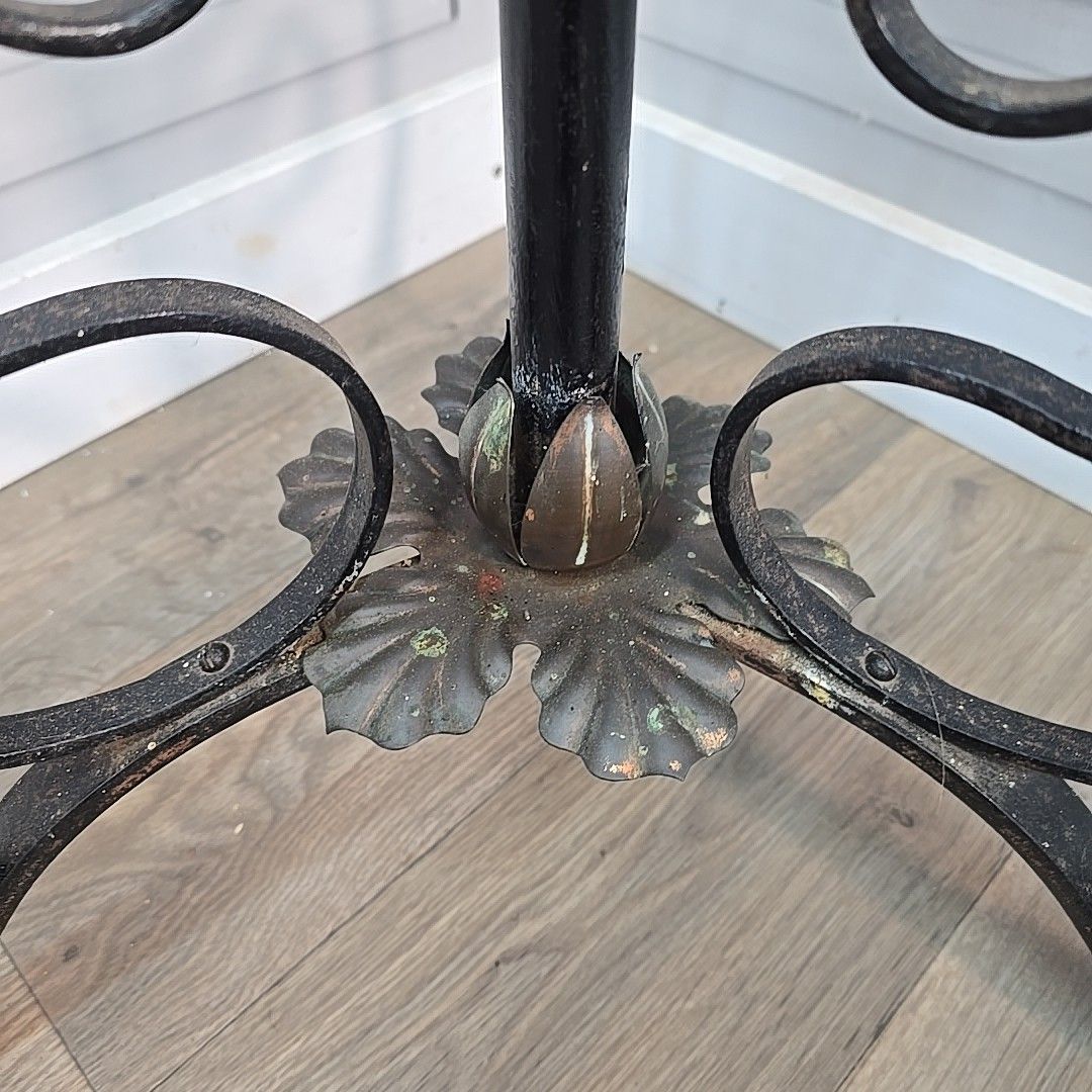 Antique Standard Lamp Copper & Brass Oil Light Wrought Iron Stand For Rewire photo 160.0