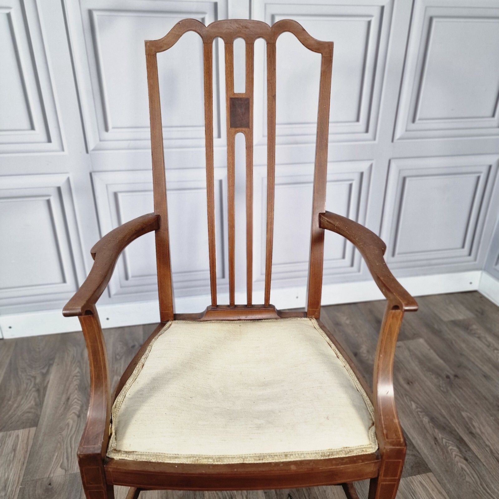Antique Wooden Edwardian Chair Ornate Elbow Carver Armchair Fireside Lounge Desk photo buy