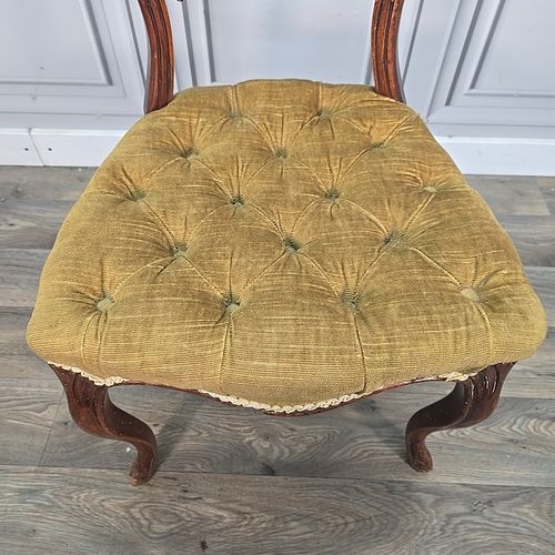 Antique Victorian Bedroom Chair Walnut Cabriole Dining Carved Button Desk Seat photo buy