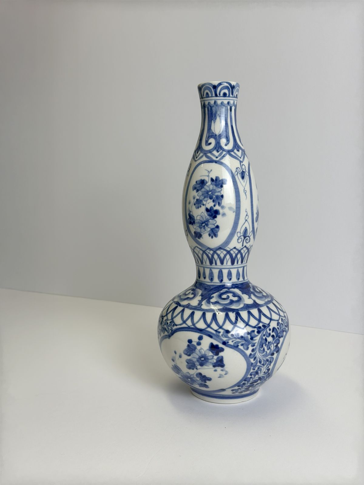 Chinese Blue And White Porcelain Huluping Double Gourd Vase, Ming Style, 1930s photo for sale