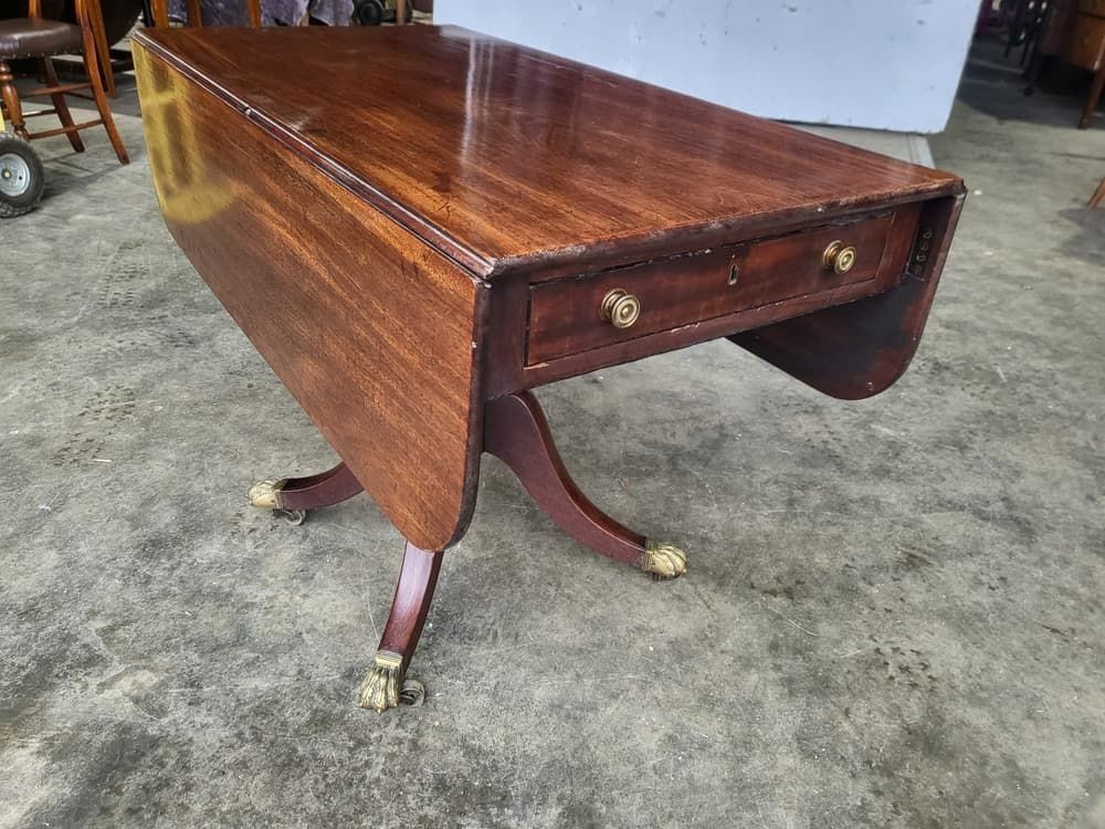 Antique Victorian Pedestal Drop Leaf Quad Base Table Seat 6