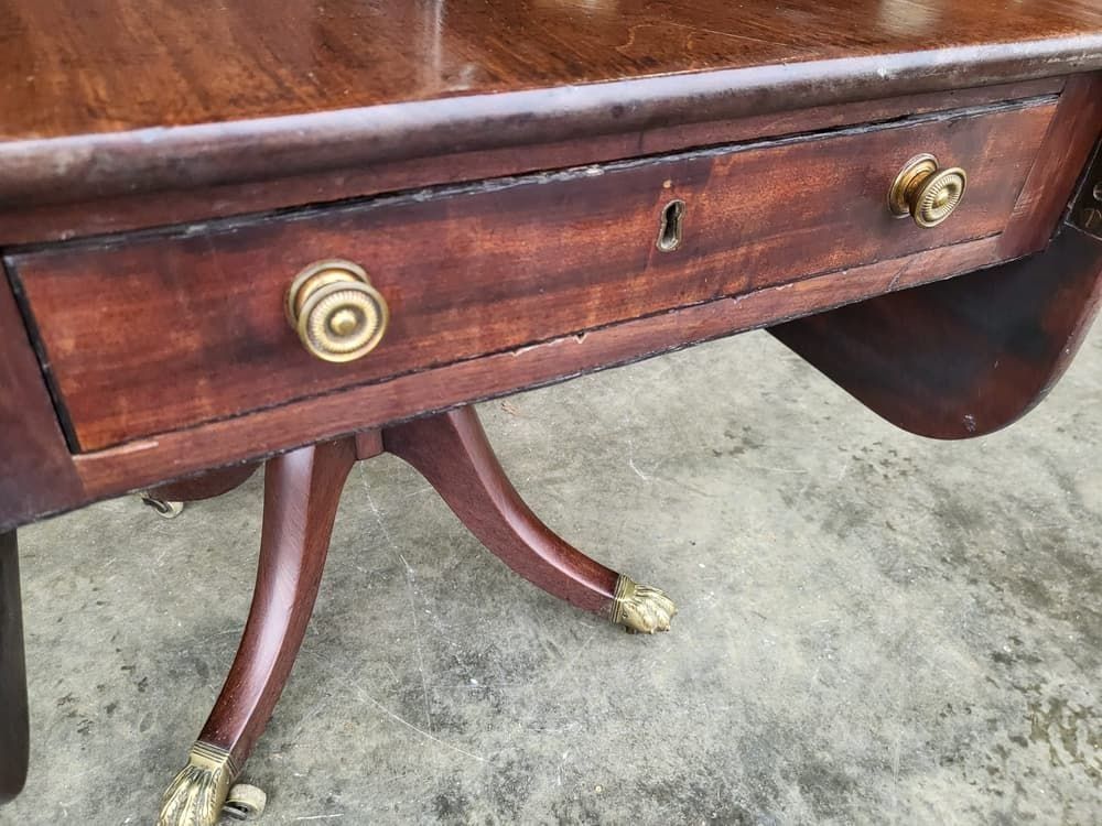Furniture Antique Victorian Pedestal Drop Leaf Quad Base Table Seat 6 photo