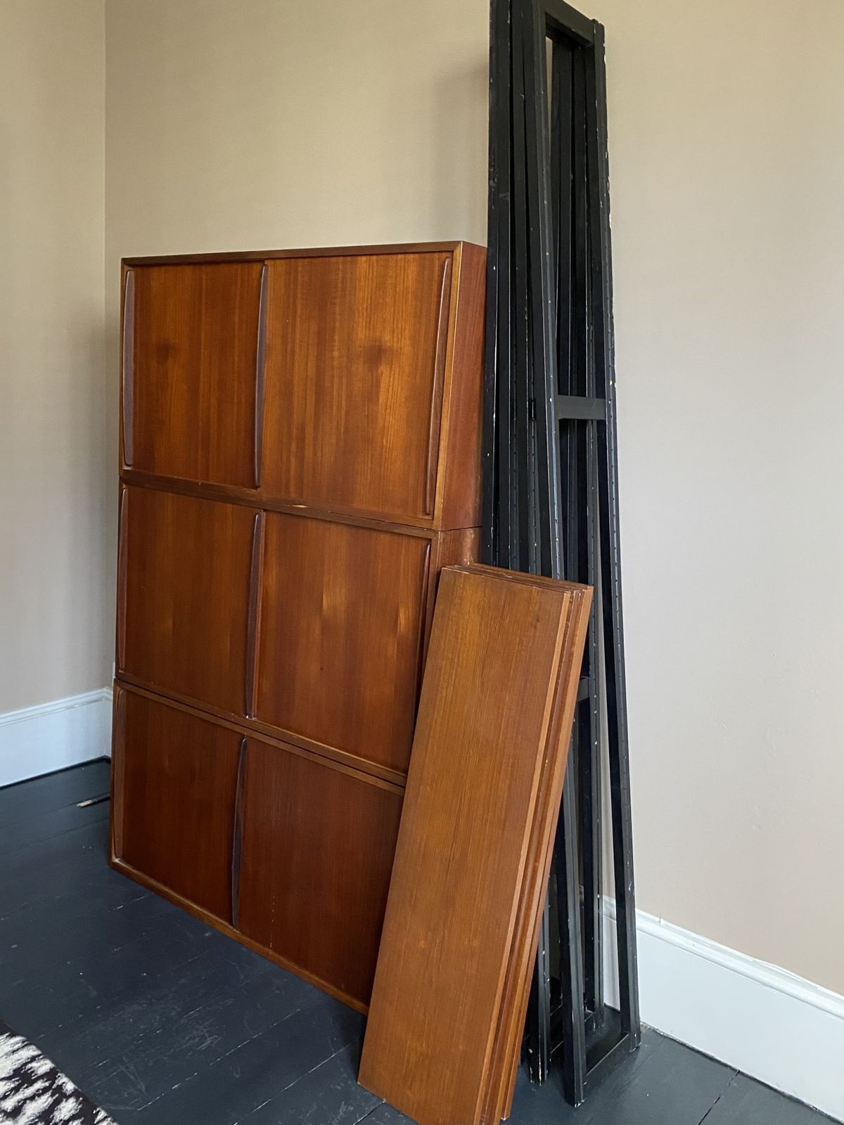 photo for sale Mid Century Modular Shelving System In Teak By Olli Borg For Asko. Made In Finland.