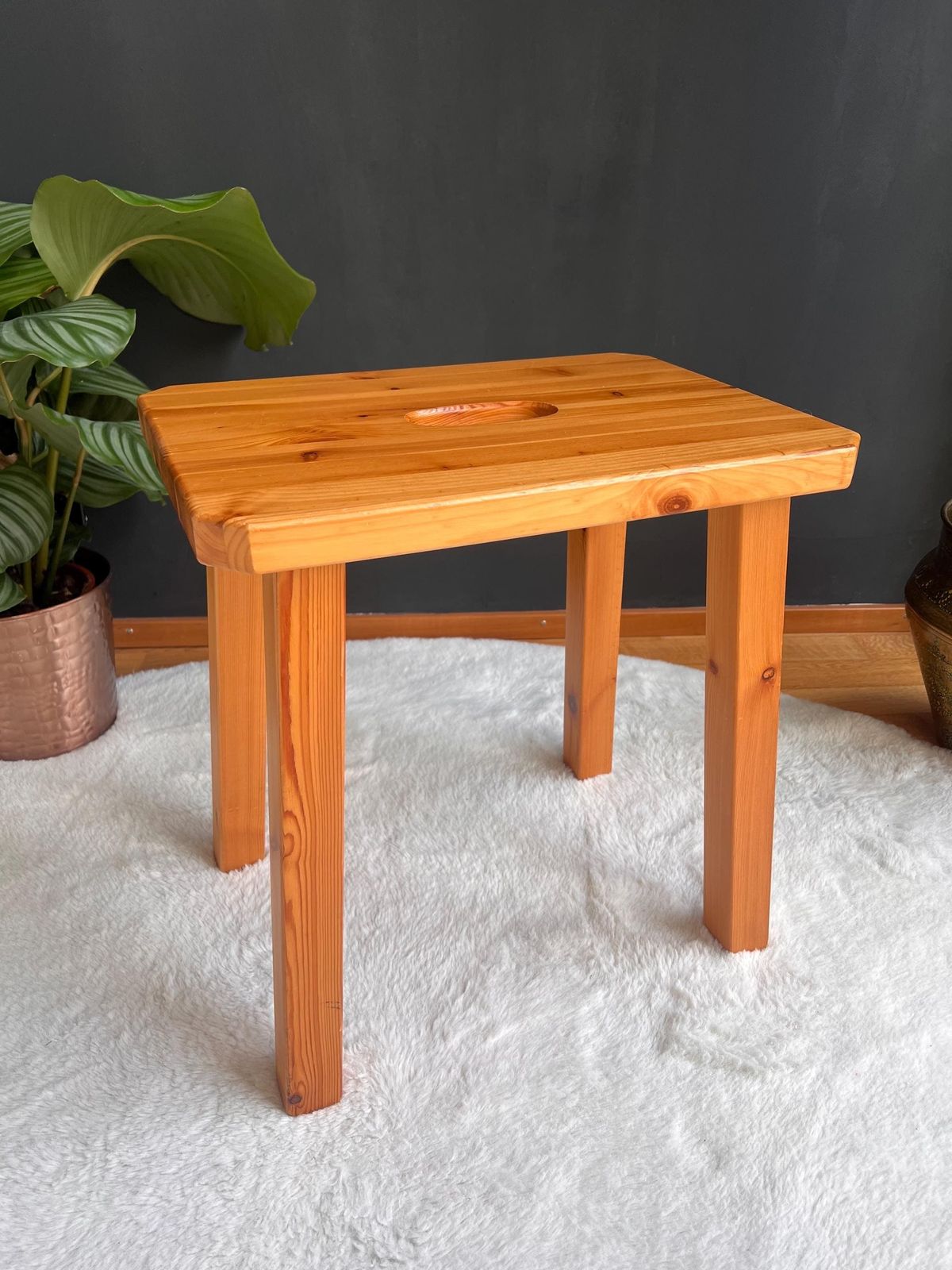 Furniture Solid Pine Cabin Stool, Switzerland, 1970 photo