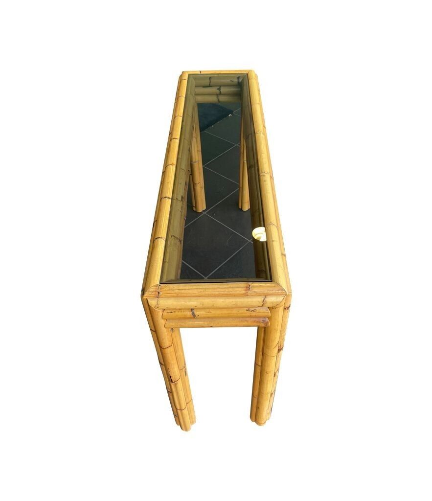 Copy   An Italian 1970s Bamboo Console With Smoked Glass Top Attributed To Vivai Del Sud photo buy