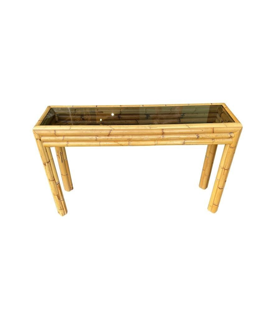 photo furniture Copy   An Italian 1970s Bamboo Console With Smoked Glass Top Attributed To Vivai Del Sud