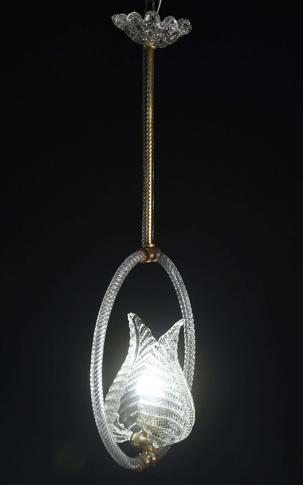 Charming Transparent Art Decò Barovier E Toso Pendant Light Murano Glass, 1940s photo furniture