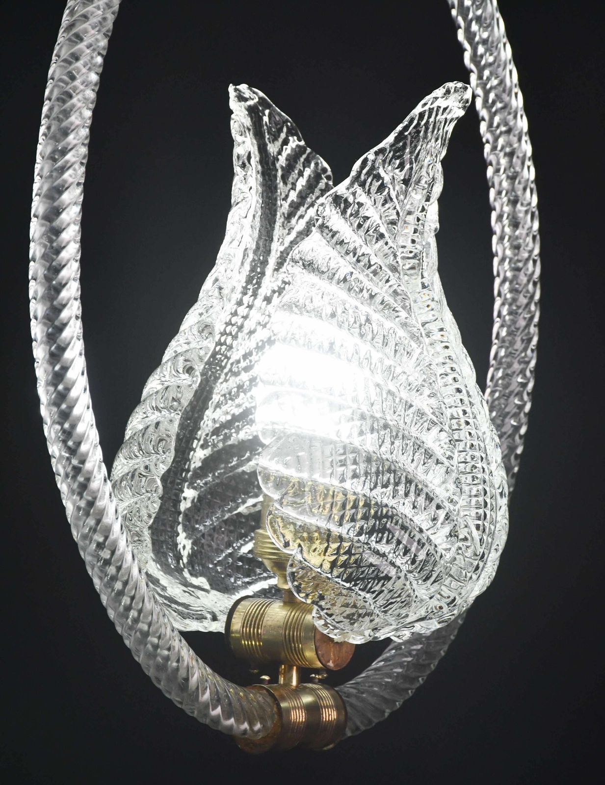 photo furniture Charming Transparent Art Decò Barovier E Toso Pendant Light Murano Glass, 1940s
