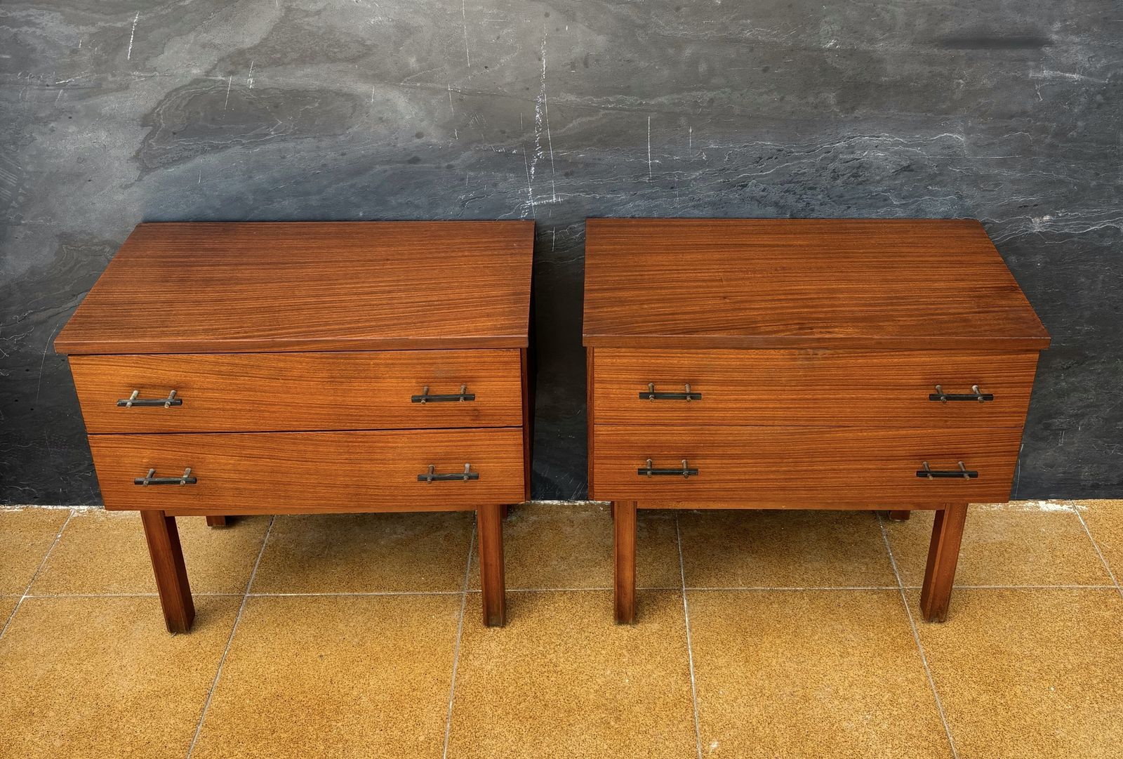 Pair Of Scandinavian Mid Century Modern Nightstands With Two Drawers, 1960 photo furniture
