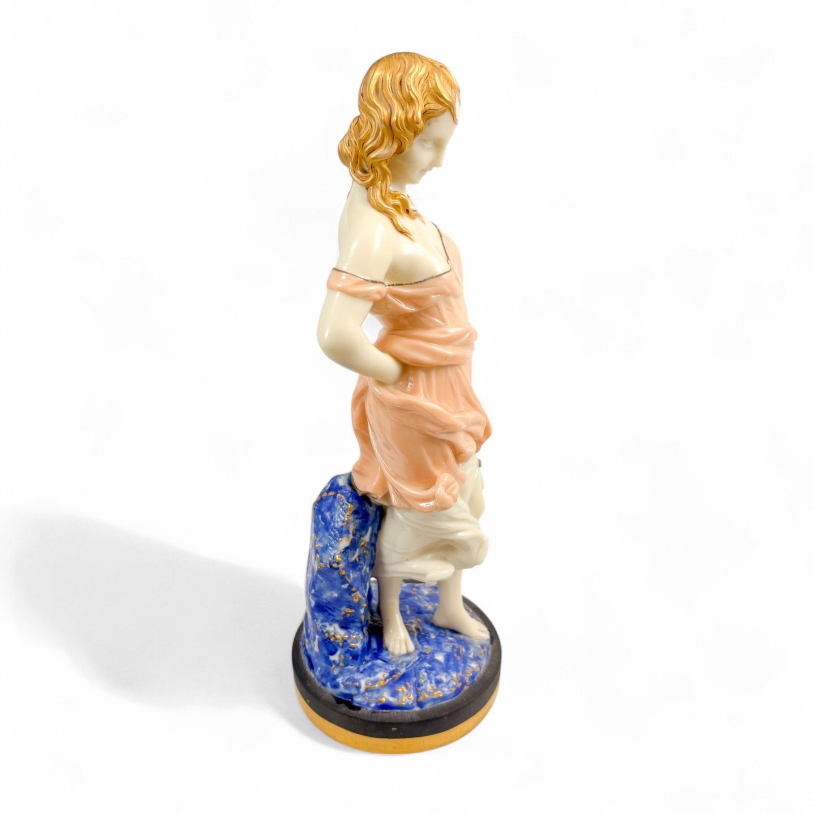 Antique Royal Worcester Porcelain Figurine Girl Windblown Dress 19th Century photo for sale