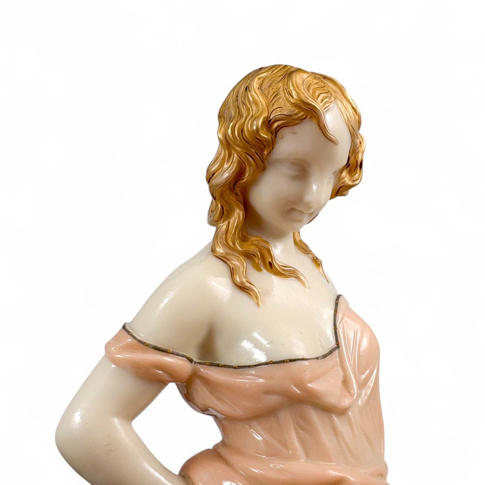 photo furniture Antique Royal Worcester Porcelain Figurine Girl Windblown Dress 19th Century