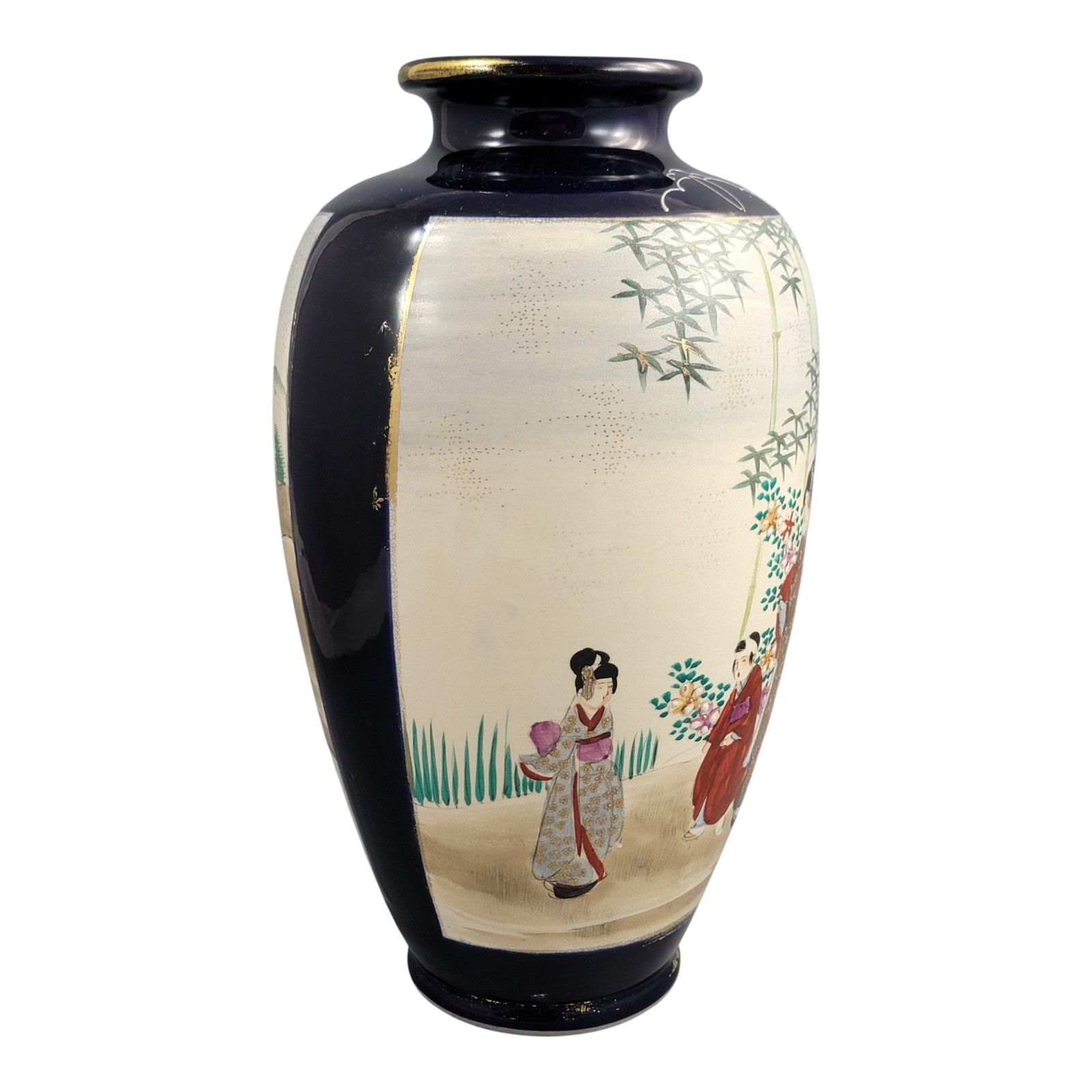 Satsuma Cobalt Ground Vase With Moriage Court Scenes, Japan, C. 1890–1910 photo vinterior