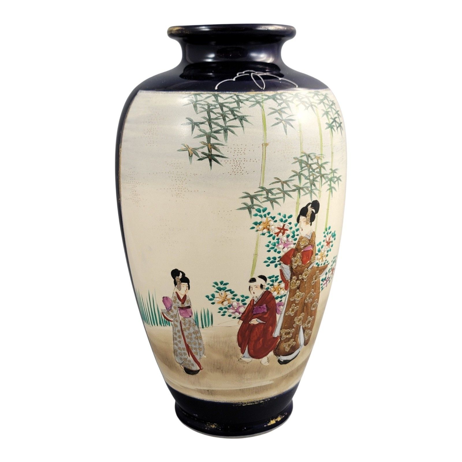Satsuma Cobalt Ground Vase With Moriage Court Scenes, Japan, C. 1890–1910 photo buy