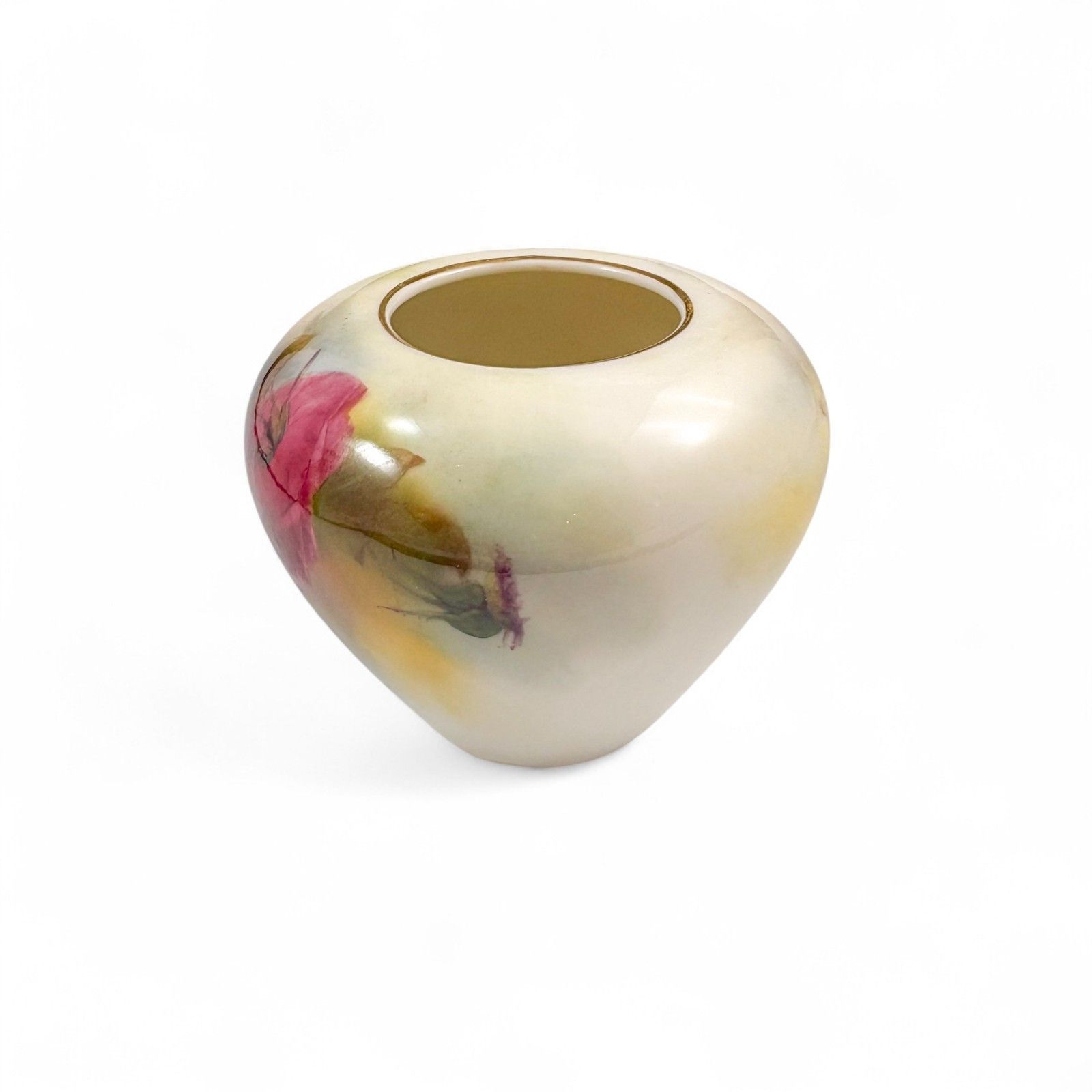 Edwardian Royal Worcester 1912 Hand Painted Rose Vase Blush Porcelain G210 photo Home Decor