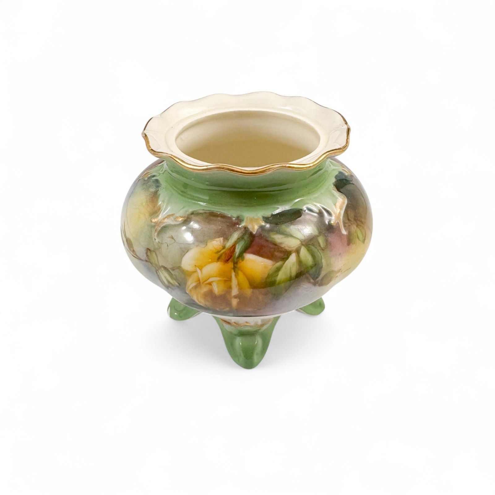 Antique Art Nouveau Hadley’s Worcester Porcelain Rose Bowl Vase C. 1900