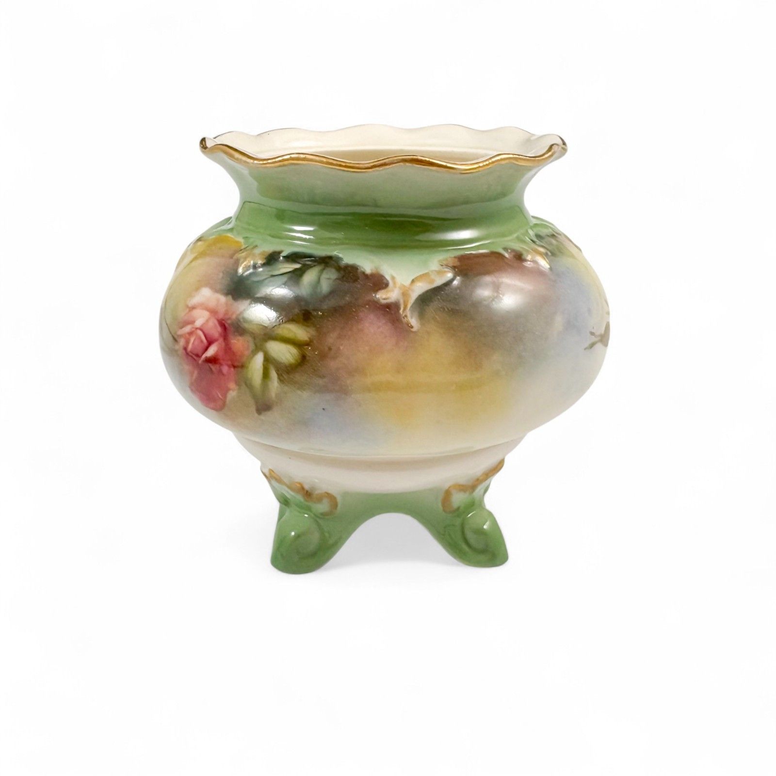 Antique Art Nouveau Hadley’s Worcester Porcelain Rose Bowl Vase C. 1900 photo for sale
