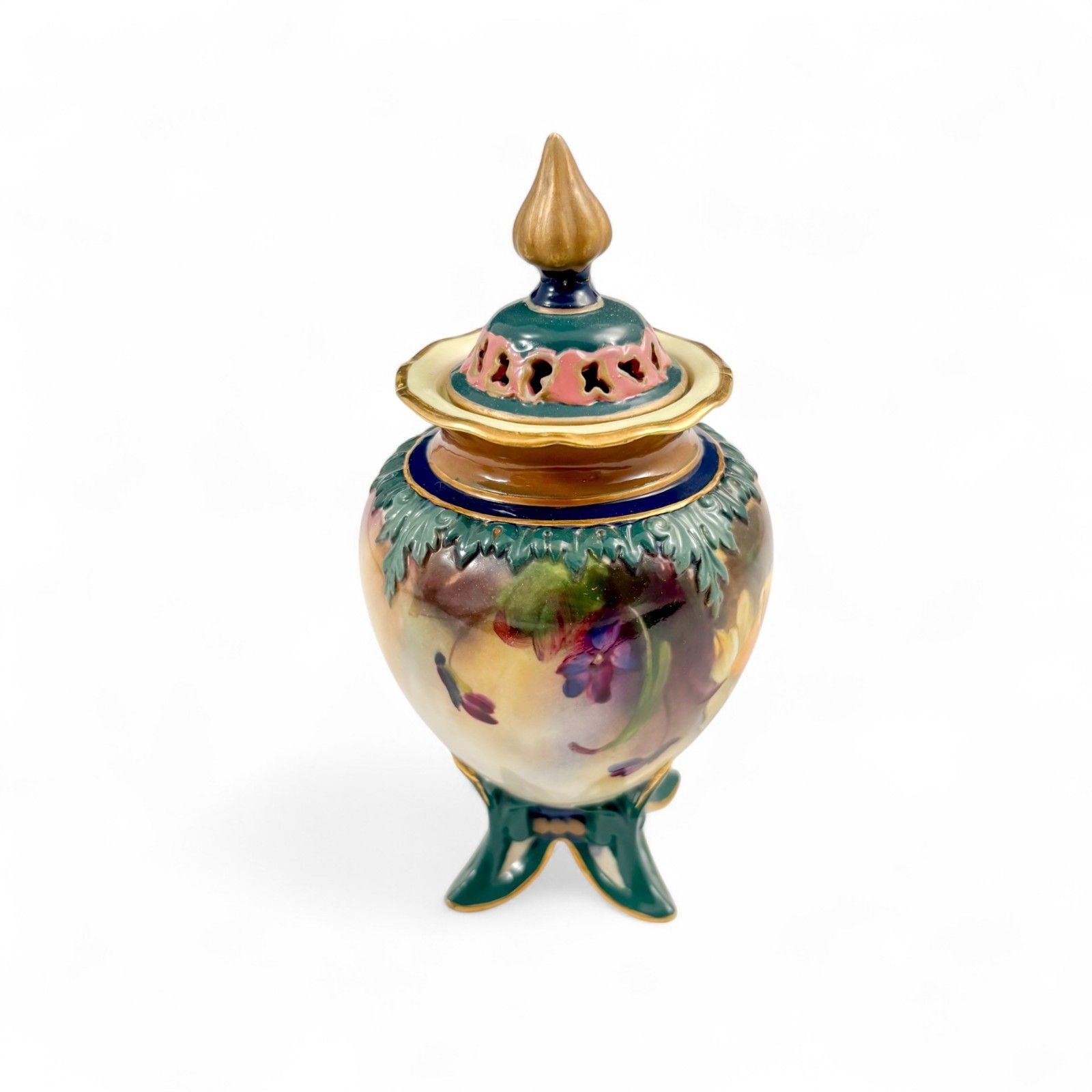 Antique Art Nouveau Royal Worcester Porcelain Pot Pourri Vase 1902 Model 277