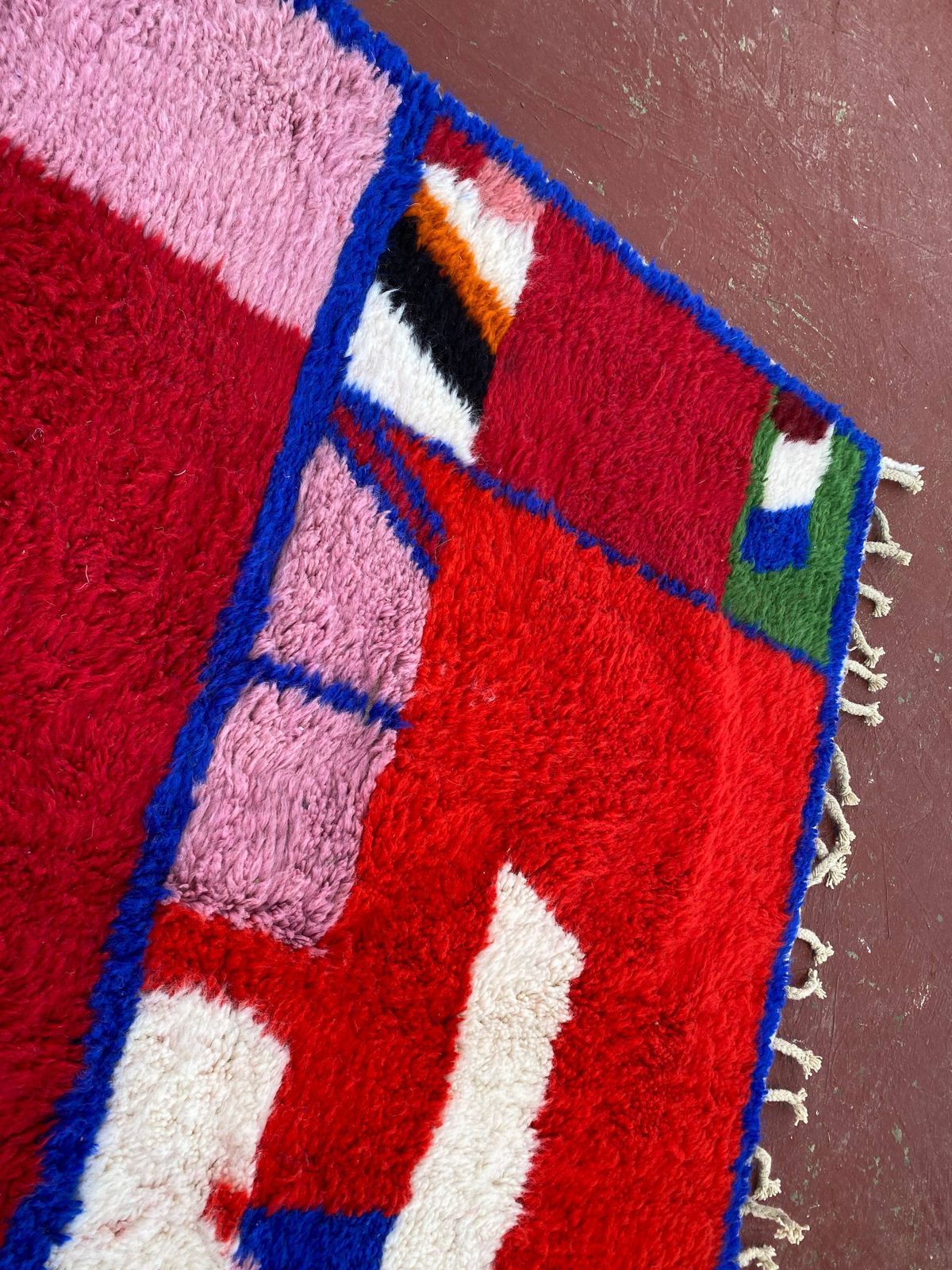 Contemporary Moroccan Beni Ouarain Rug 300x200cm – Bold Abstract Multicolour Wool Carpet photo for sale