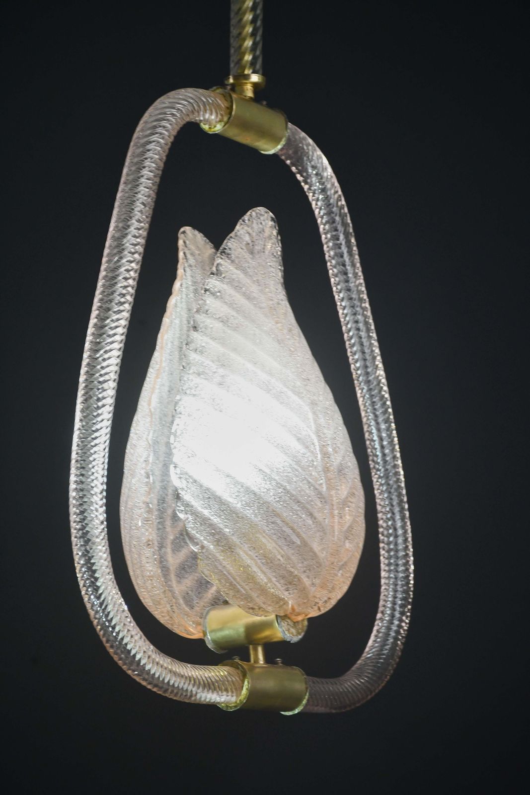 Elgant Pink Art Decò Barovier E Toso Pendant Light Murano Glass, 1940s photo buy