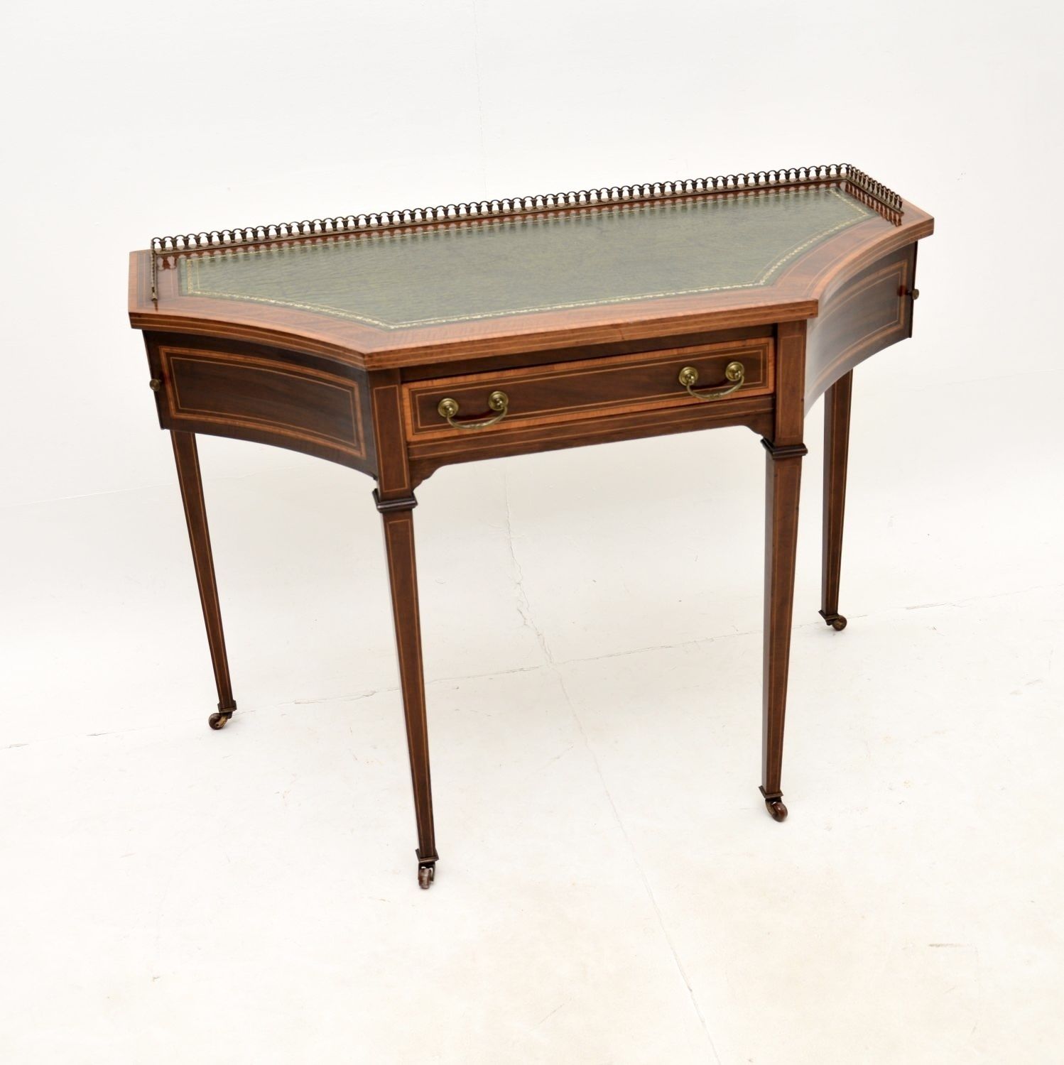 Antique Edwardian Inlaid Mahogany Writing Table / Desk photo furniture