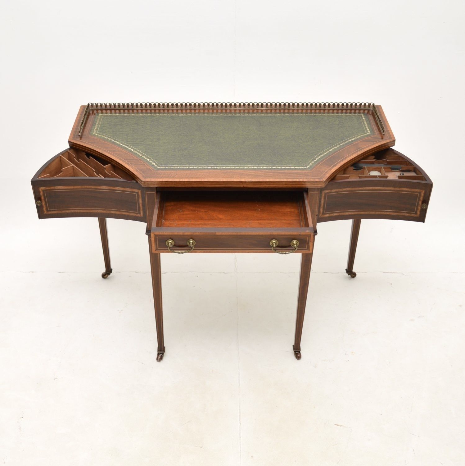 Antique Edwardian Inlaid Mahogany Writing Table / Desk photo for sale
