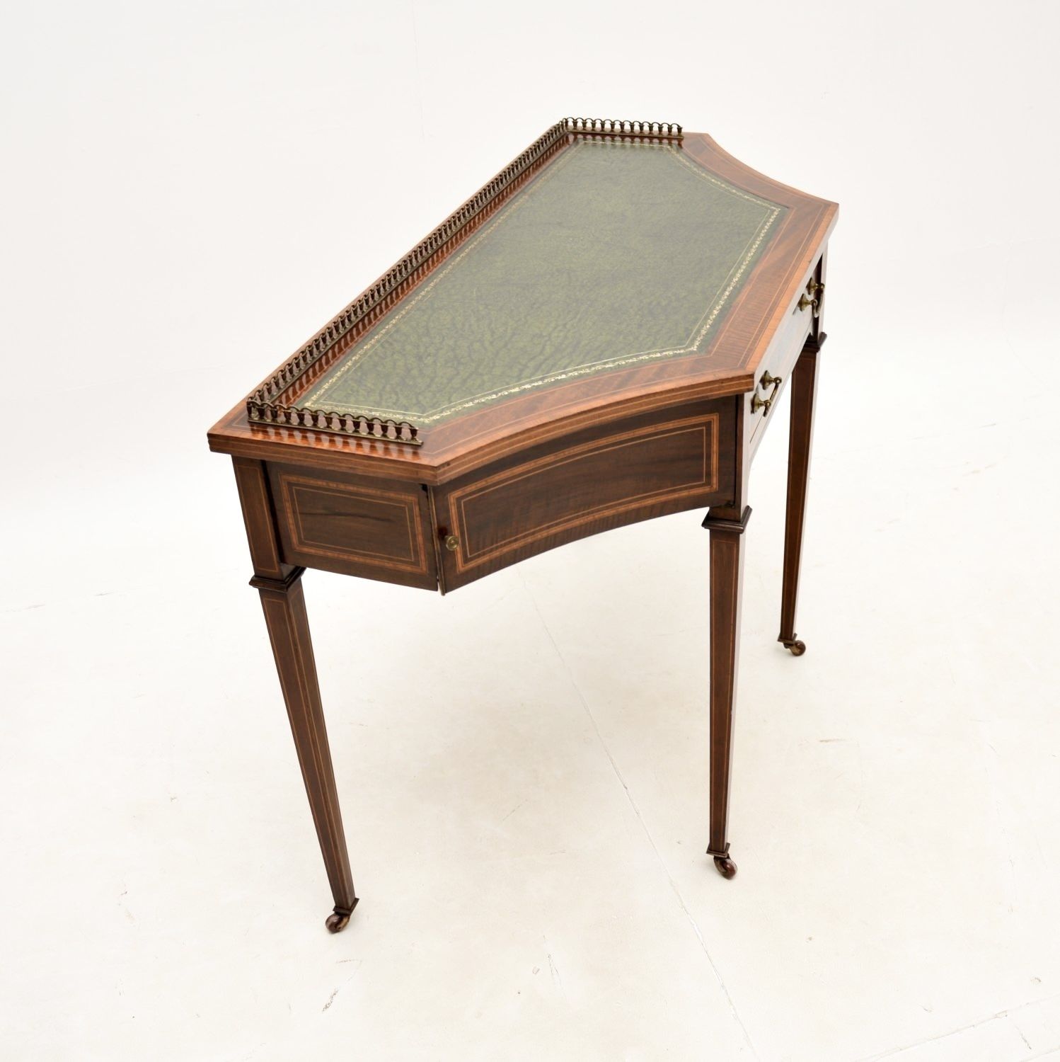 Furniture Antique Edwardian Inlaid Mahogany Writing Table / Desk photo