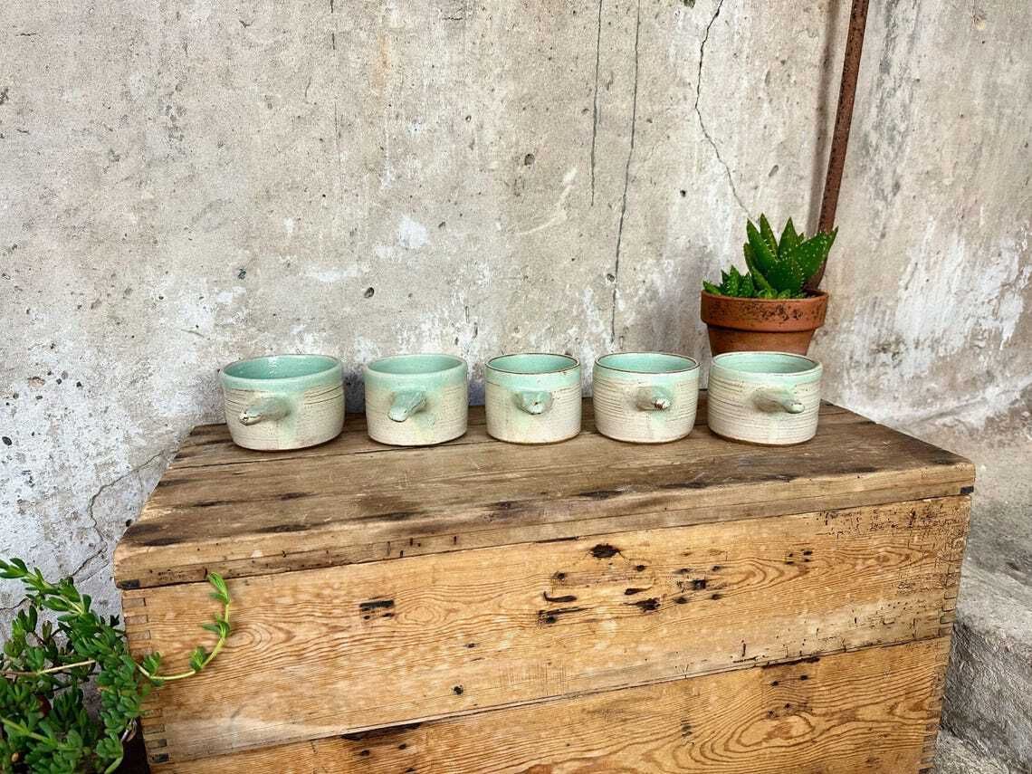 photo for sale Set Of 5 X Vintage Studio Pottery Soup Crocks Bowls Mugs