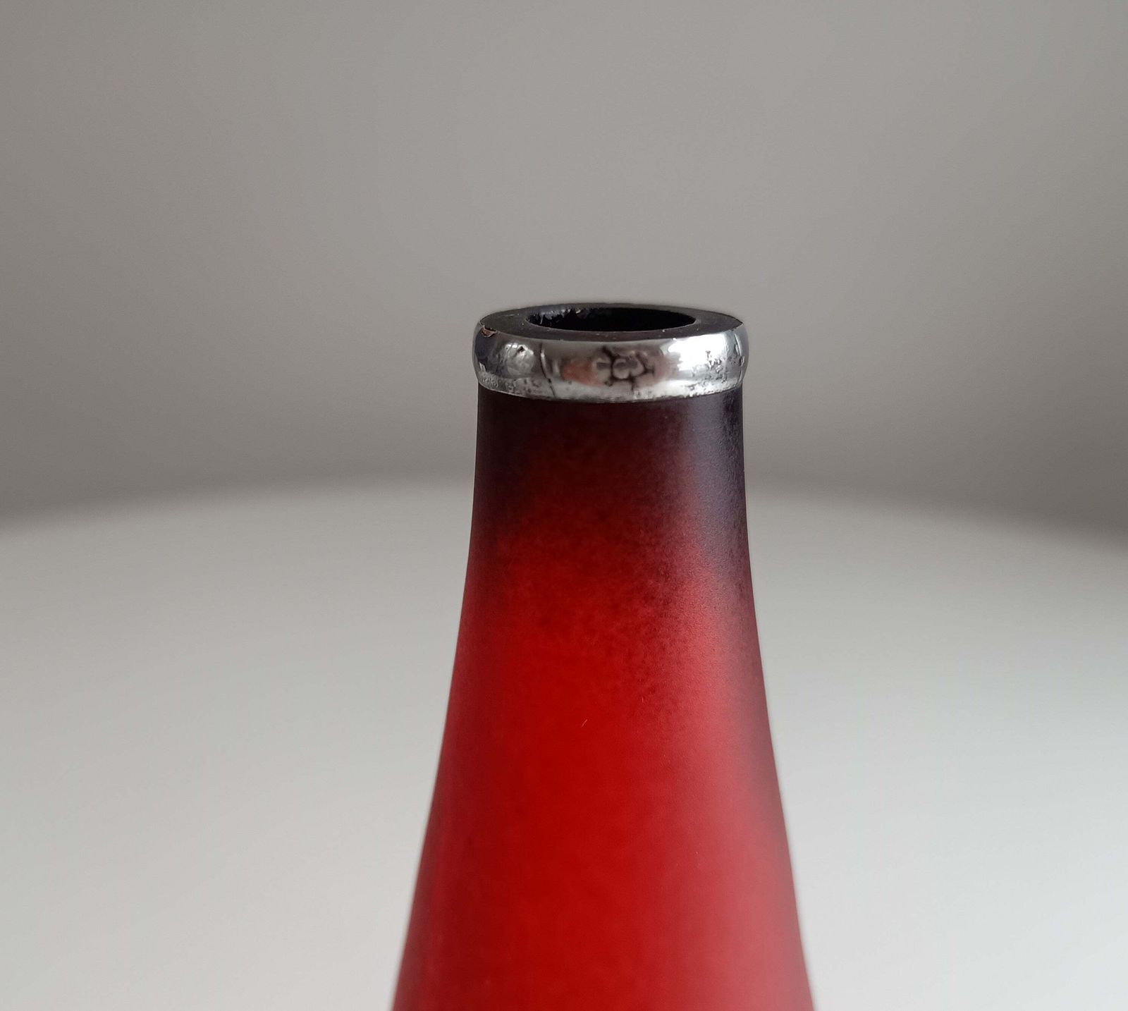 Sculptural Art Glass Vase By Miracle: Silver Overlay, Controlled Base Bubble, Czech Bohemia photo vinterior