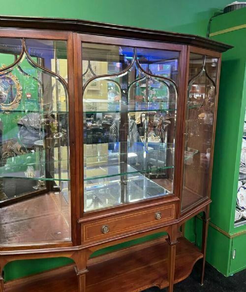 Fine 19th C. Mahogany Inlaid Mirrored Display Cabinet photo for sale