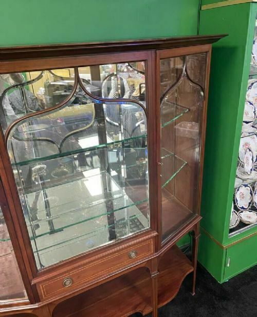 Fine 19th C. Mahogany Inlaid Mirrored Display Cabinet photo Furniture