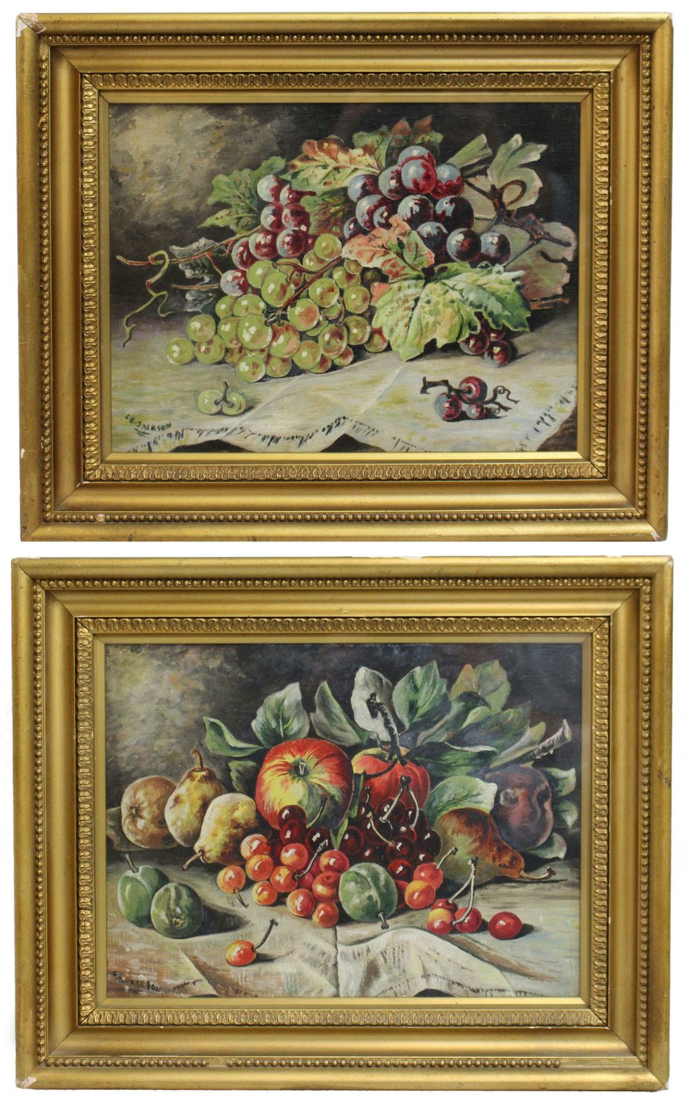Pair Of Signed Still Life Paintings Oil On Canvas photo furniture