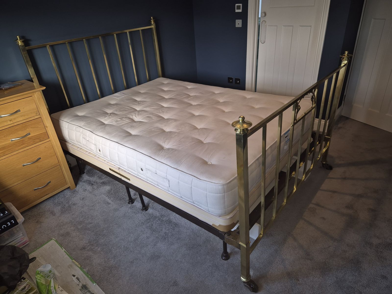 Antique James Shoolbred & Co Kingsize Brass Bed F W/ John Lewis Ortho Mattress photo Furniture