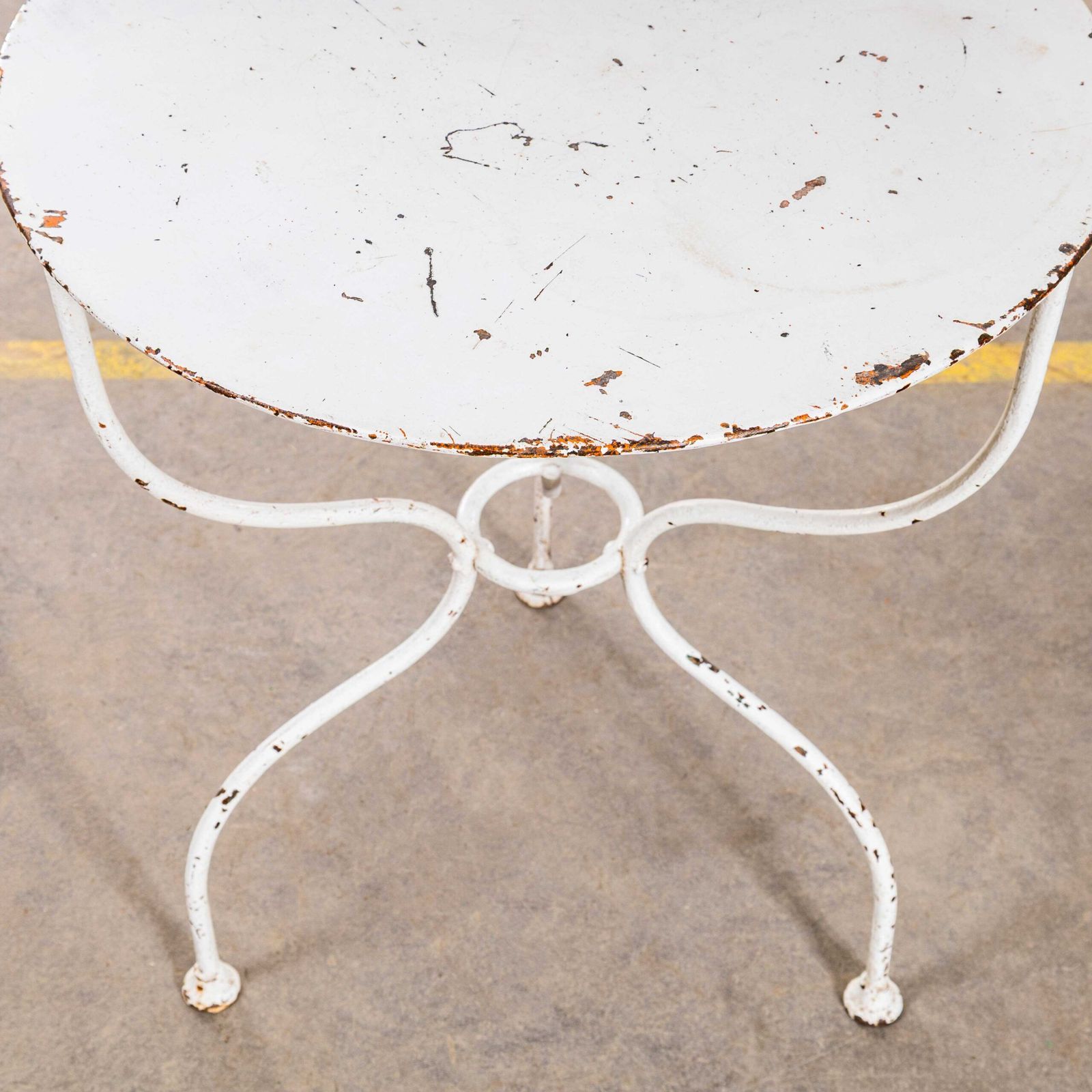 1950’s French White Metal Round Small Gueridon Table photo 534.0