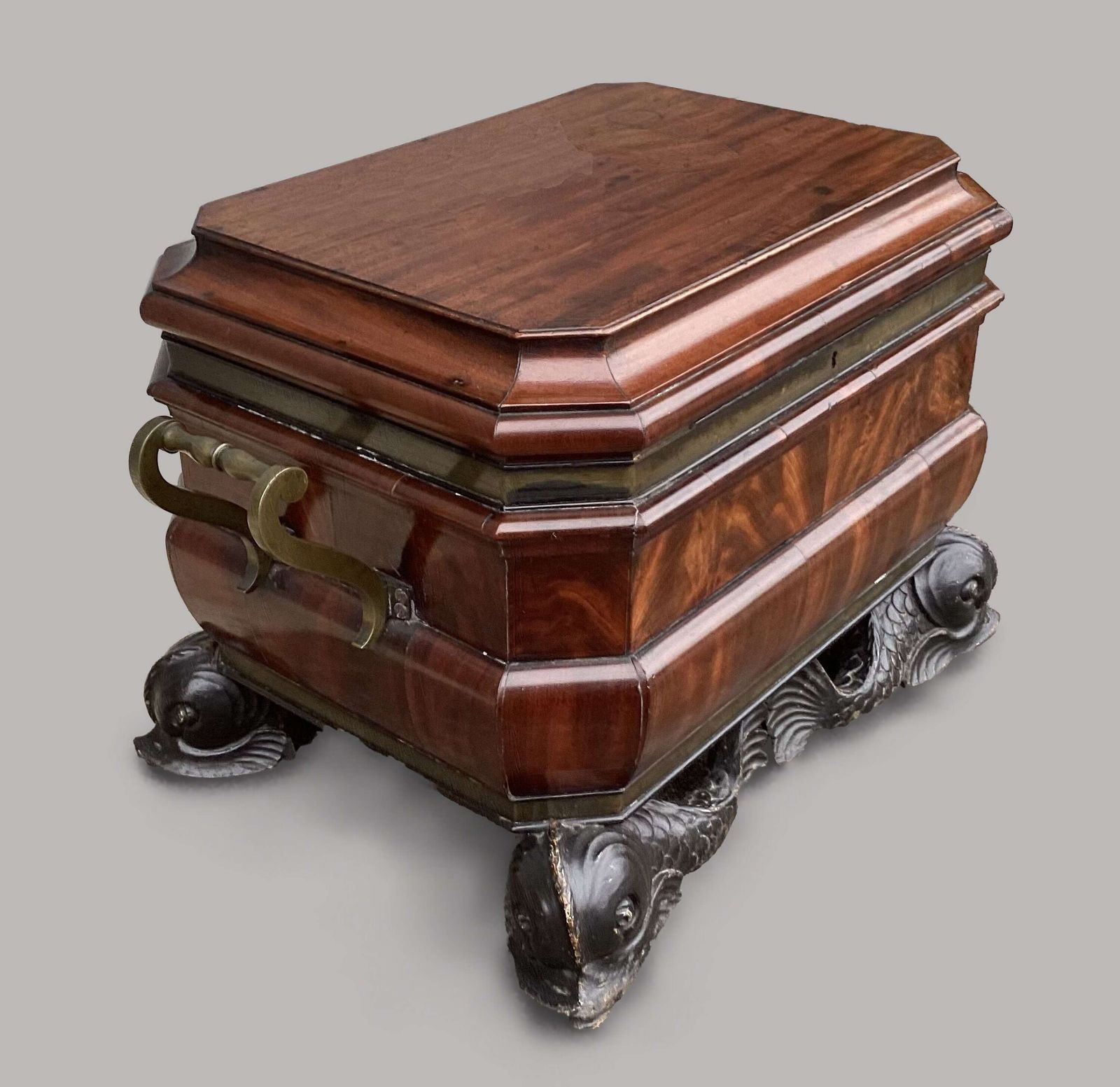 7480.0 Magnificent Regency Mahogany Sarcophagus Form Wine Cooler / Cellarette photo