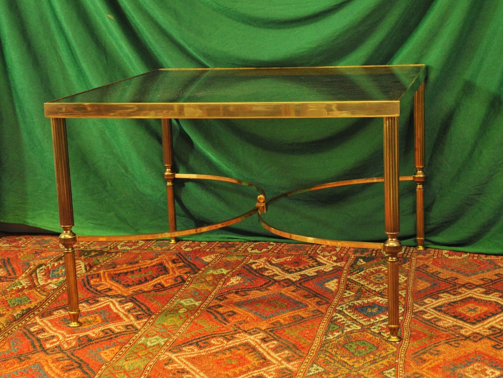 A Vintage French Mid C Maison Jansen Brass And Glass Table photo furniture