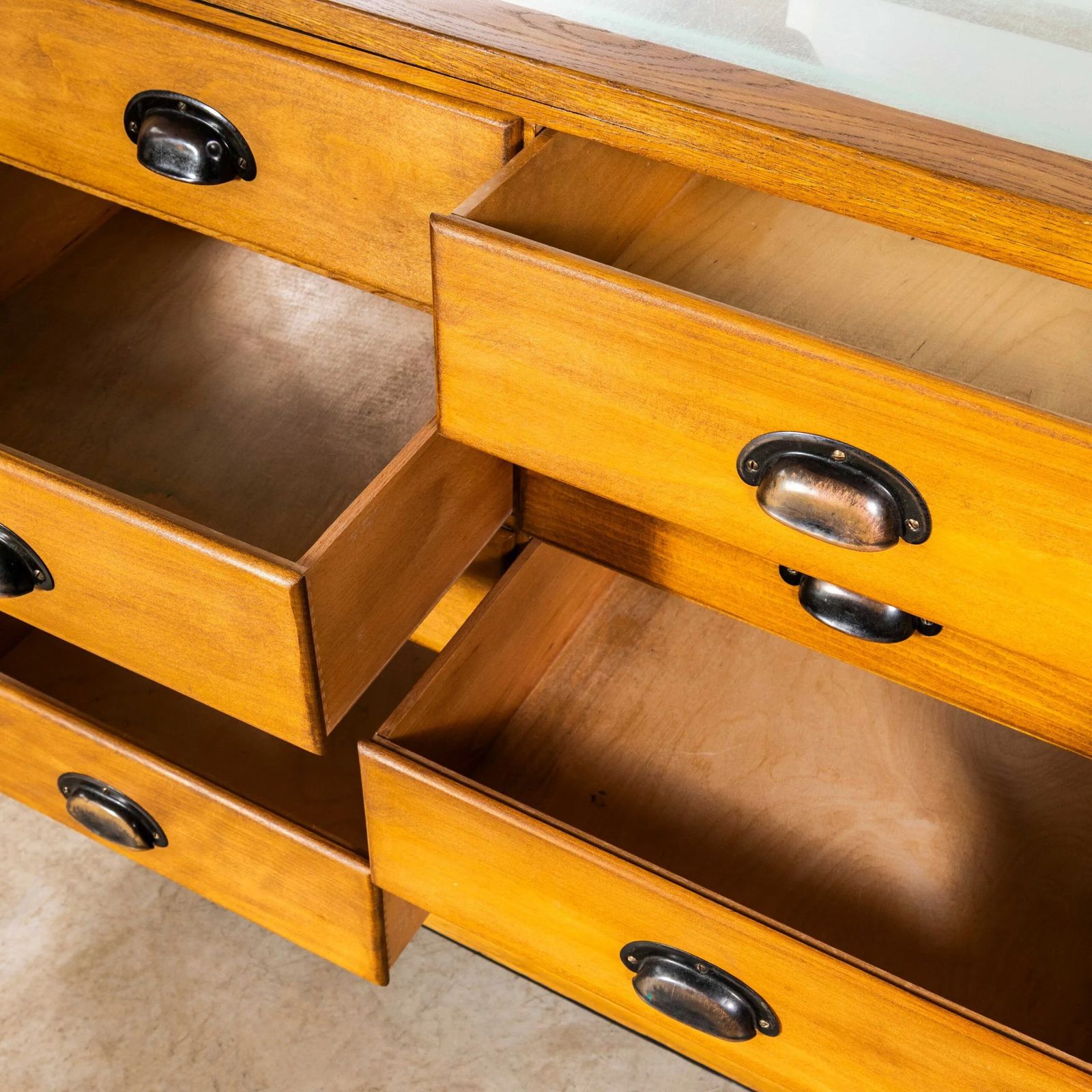 1950’s English Oak Haberdashery Cabinet – Twenty Drawer photo Furniture