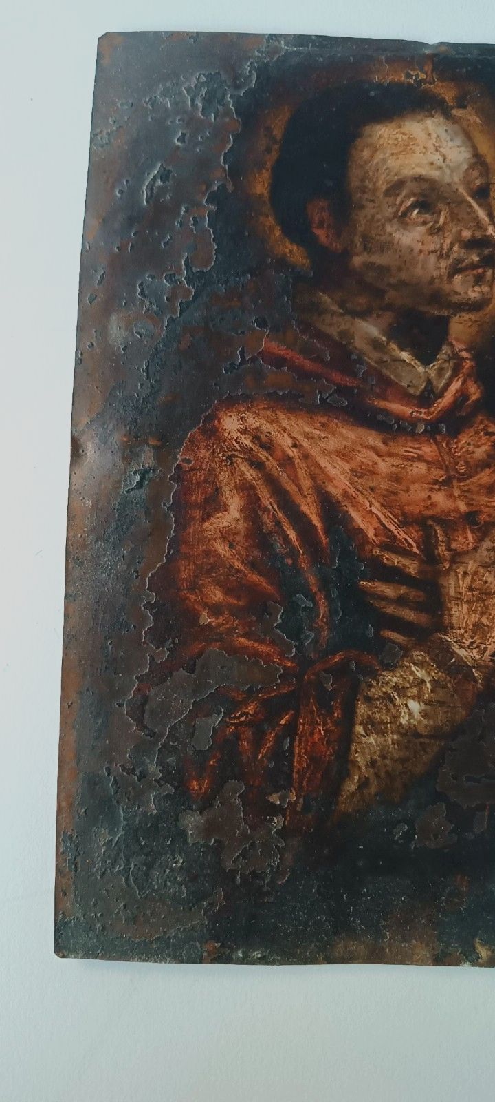 Antique Copper Painting  17th\18th Century St. Charles Borromeo 25 X 20cm photo buy