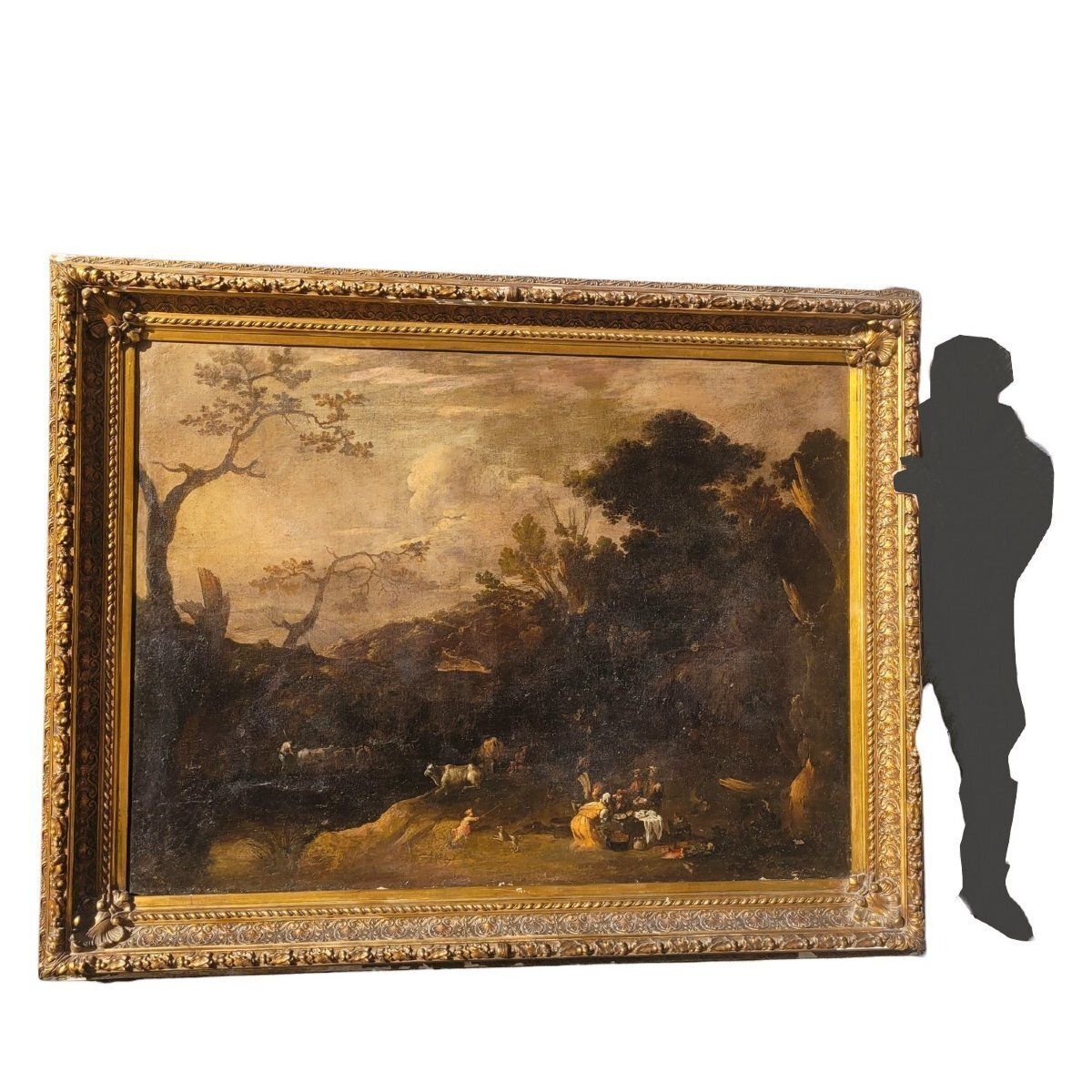 Huge Painting, 193x243cm, Animated Landscape, 17th Century photo for sale