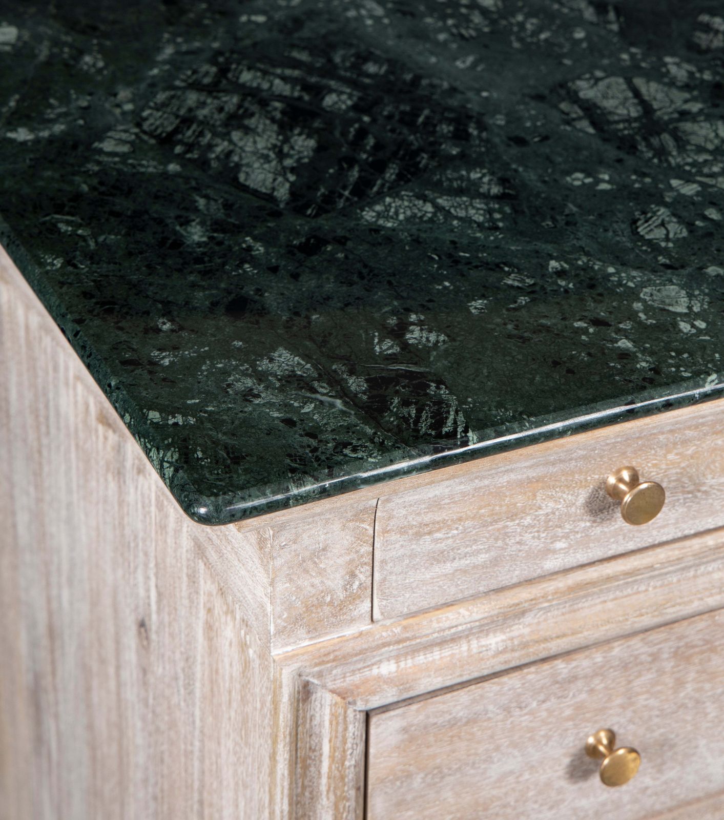 Dresser Made Of Bleached Mango Wood With A Dark Green Marble Top photo furniture