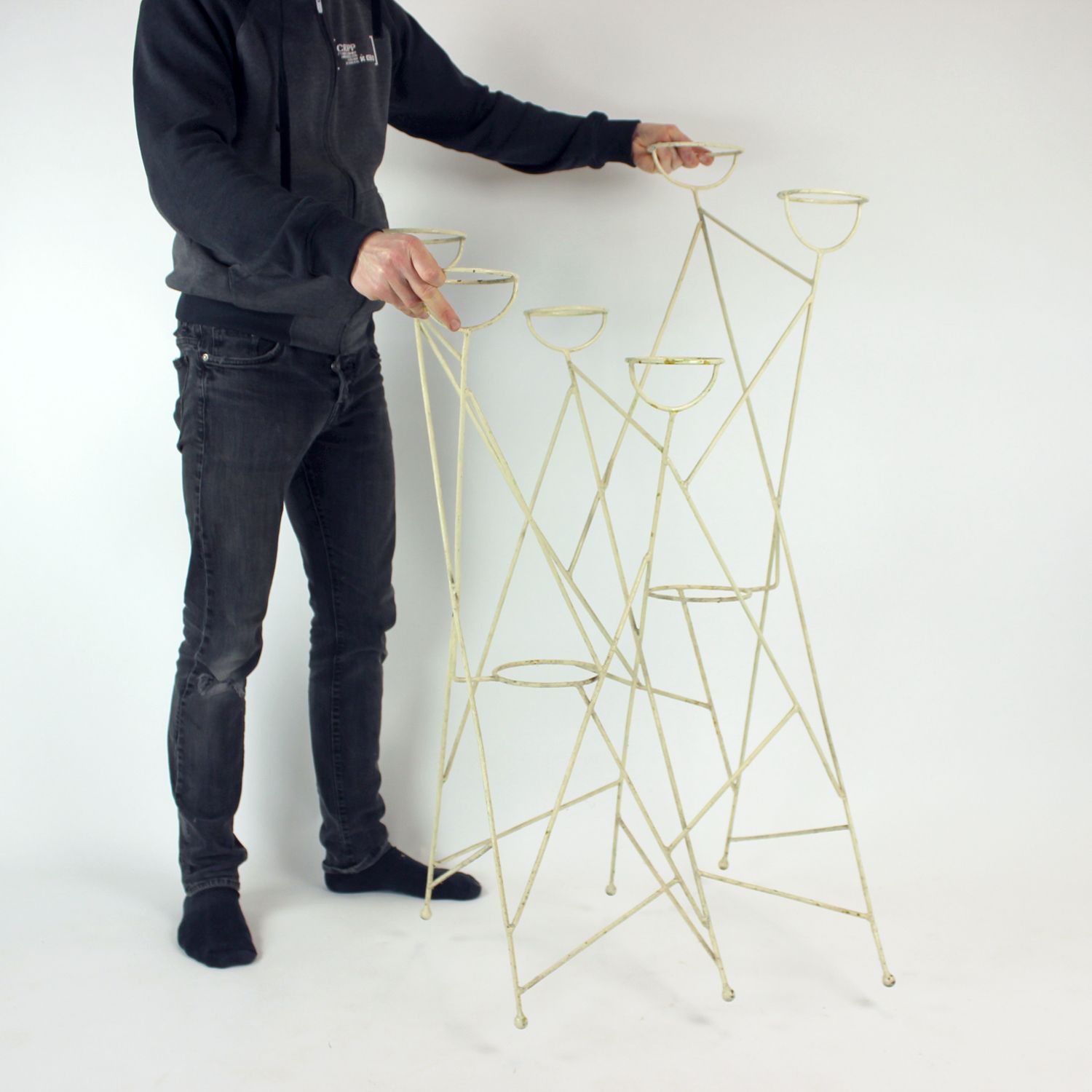 Large Mid Century Steel Plant Holder Stand, Czechoslovakia 1960s photo buy