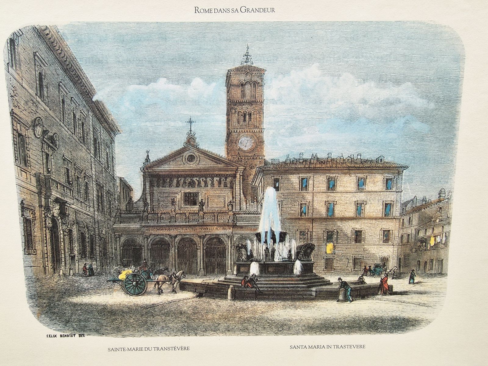 photo furniture Rare Set Of 4 Wood Framed Colour Lithographs Of Rome In 1870 By Benoist