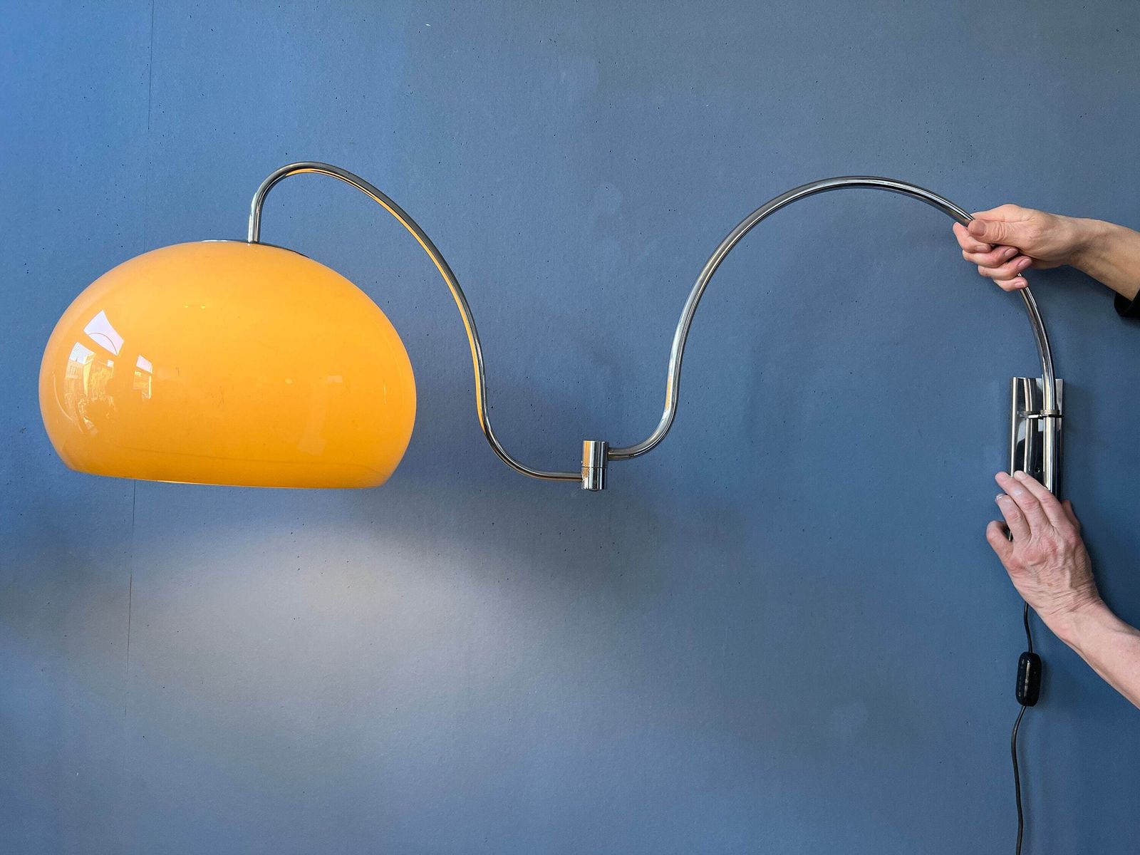 Mid Century Dijkstra Space Age Dubbele Boog Paddenstoellamp (Wandlamp) photo Verlichting