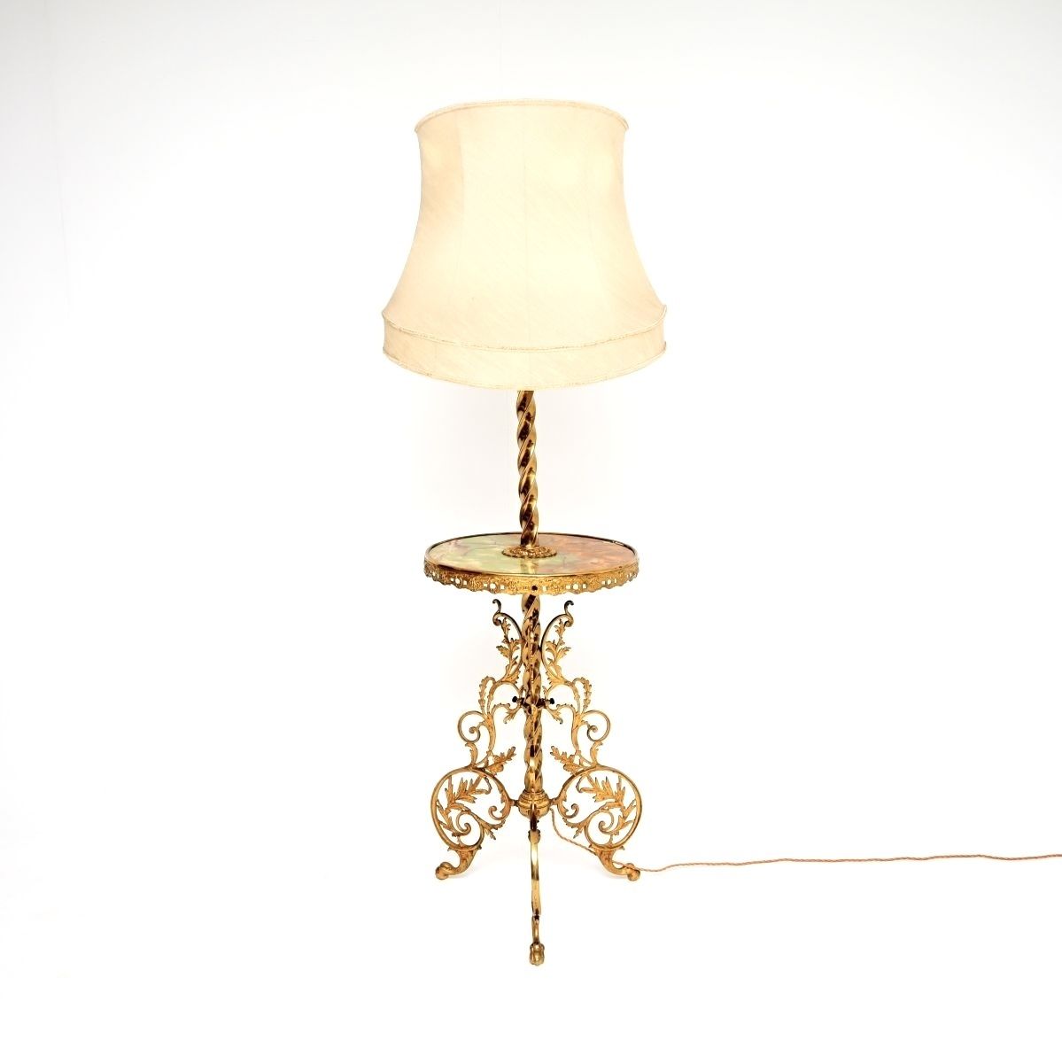 Antique French Onyx And Brass Floor Lamp photo furniture