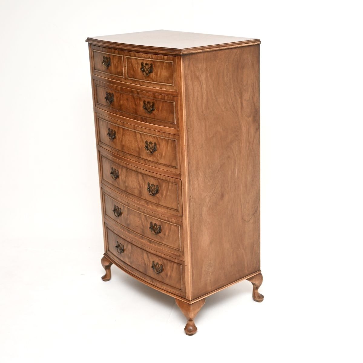 photo furniture Antique Bow Front Burr Walnut Chest Of Drawers