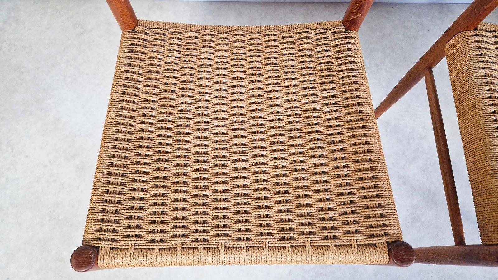 Set Of 4 A.M Møbler Model 501 Vintage 1960s Danish Mid Century Teak & Cord Dining Chairs Pg063 photo vinterior