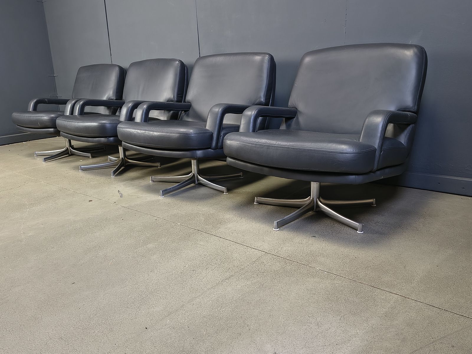 photo furniture Set Of 4 Swivel Chairs By Bernd Munzebrock For Walter Knoll, 1970s